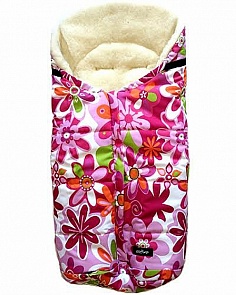 Спальный мешок в коляску №12 - Wintry, шерсть, розовые цветки (Womar, 00-0013363 _14 цветки)